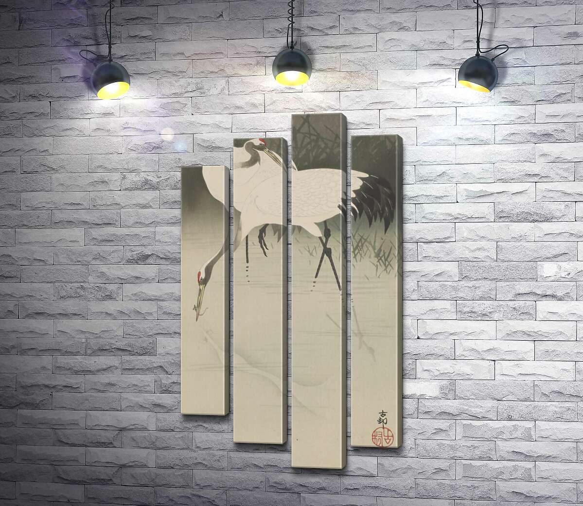 Модульная картина ArtPoster Пара журавлей в камышах (Pair of cranes in reeds) – Охара Косон (Ohara Koson) 108x207 см Модуль №21
Модульная картина ArtPoster Пара журавлей в камышах (Pair of cranes in reeds) – Охара Косон (Ohara Koson) 108x207 см Модуль №21