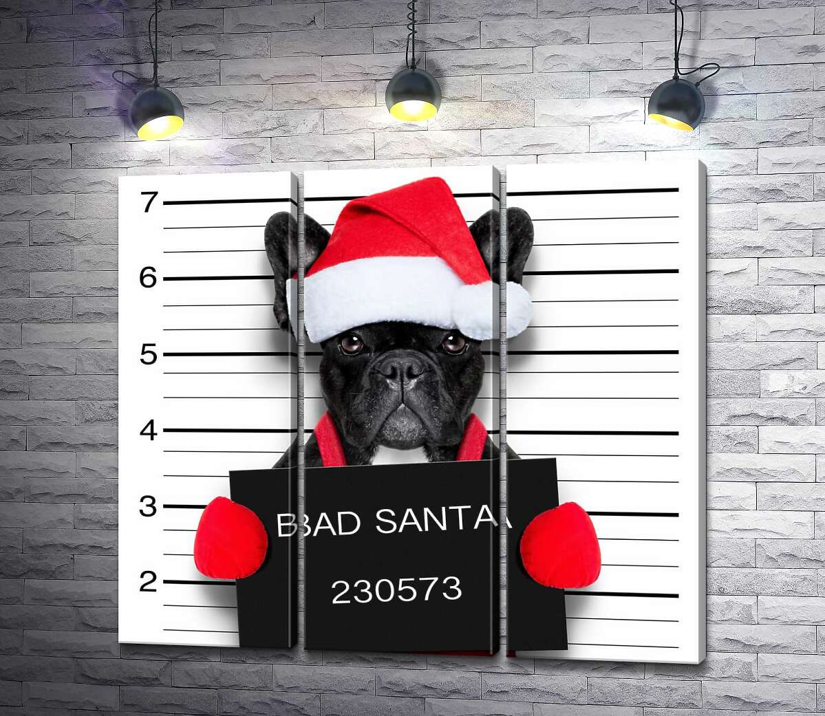Модульная картина ArtPoster Праздничный черный бульдог – "Bad Santa" 132x120 см Модуль №11
Модульная картина ArtPoster Праздничный черный бульдог – "Bad Santa" 132x120 см Модуль №11