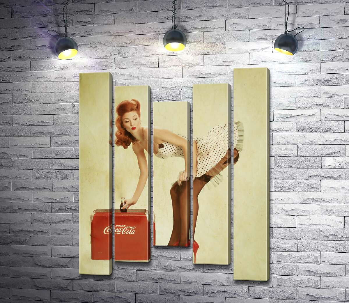 Модульная картина ArtPoster Пин ап красавица в белом платье нагнулась за бутылкой Кока-колы 130x171 см Модуль №28
Модульная картина ArtPoster Пин ап красавица в белом платье нагнулась за бутылкой Кока-колы 130x171 см Модуль №28