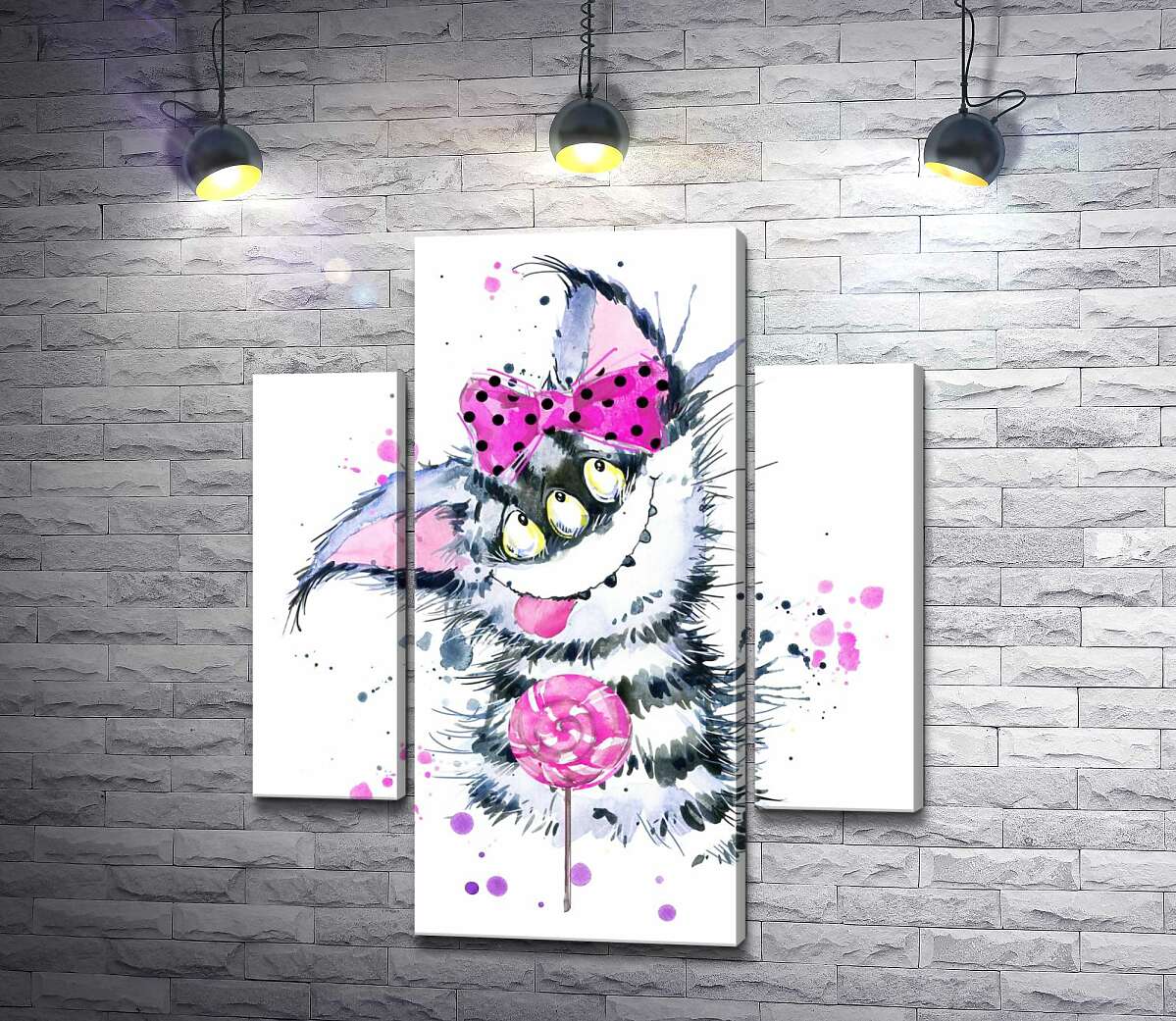 Модульная картина ArtPoster Полосатый монстр тянется языком к леденцу 80x95 см Модуль №7
Модульная картина ArtPoster Полосатый монстр тянется языком к леденцу 80x95 см Модуль №7