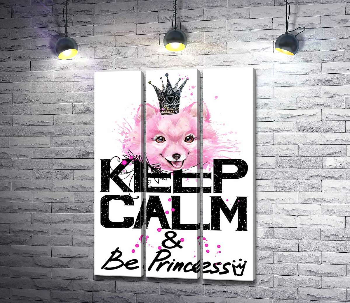 Модульная картина ArtPoster Розовый померанский шпиц с ажурной короной над надписью "keep calm and be princess" 102x146 см Модуль №11
Модульная картина ArtPoster Розовый померанский шпиц с ажурной короной над надписью "keep calm and be princess" 102x146 см Модуль №11