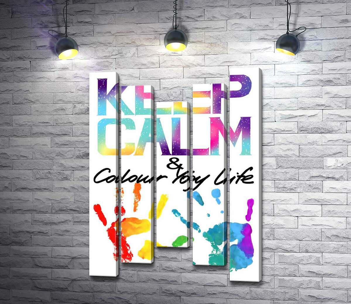 Модульная картина ArtPoster Радужные отпечатки рук под надписью "keep calm and colour your life" 100x148 см Модуль №28
Модульная картина ArtPoster Радужные отпечатки рук под надписью "keep calm and colour your life" 100x148 см Модуль №28
