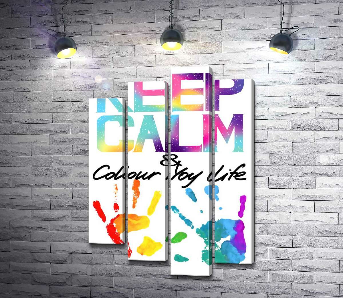 Модульная картина ArtPoster Радужные отпечатки рук под надписью "keep calm and colour your life" 132x192 см Модуль №21
Модульная картина ArtPoster Радужные отпечатки рук под надписью "keep calm and colour your life" 132x192 см Модуль №21