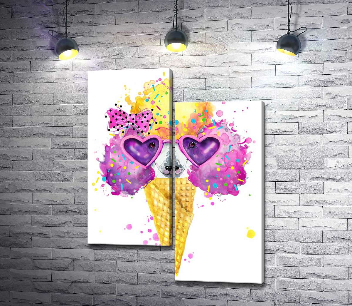 Модульная картина ArtPoster Розовый пудель с желтой челкой выглядывает из рожка мороженого 100x132 см Модуль №5
Модульная картина ArtPoster Розовый пудель с желтой челкой выглядывает из рожка мороженого 100x132 см Модуль №5
