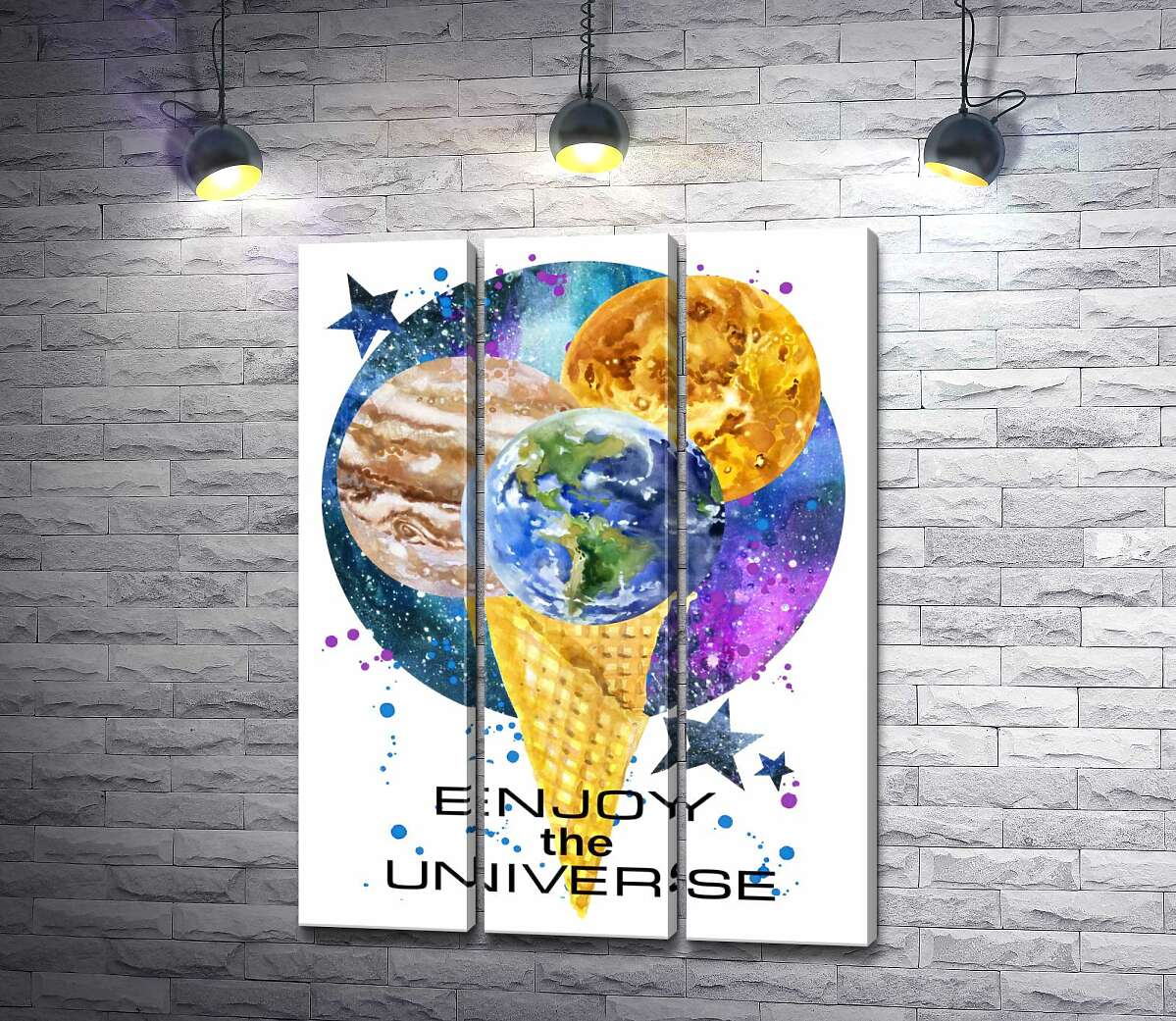Модульная картина ArtPoster Рожок мороженого с планетами и надписью "enjoy the universe" 102x136 см Модуль №11
Модульная картина ArtPoster Рожок мороженого с планетами и надписью "enjoy the universe" 102x136 см Модуль №11