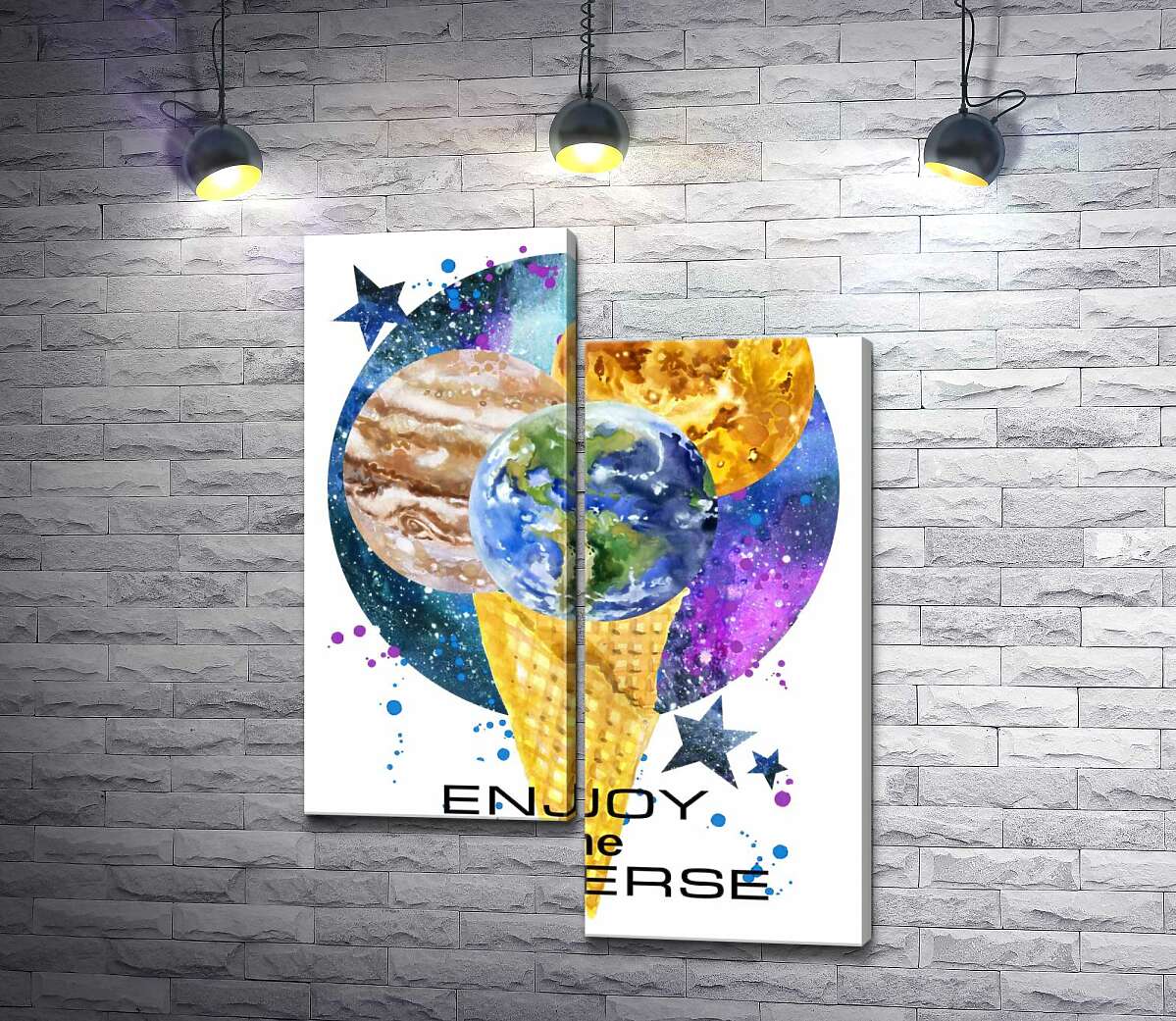 Модульная картина ArtPoster Рожок мороженого с планетами и надписью "enjoy the universe" 50x69 см Модуль №5
Модульная картина ArtPoster Рожок мороженого с планетами и надписью "enjoy the universe" 50x69 см Модуль №5