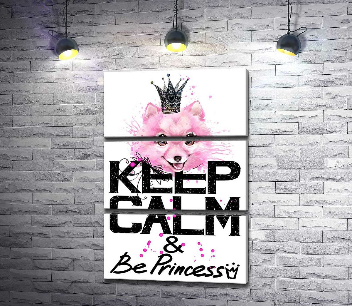 Модульная картина ArtPoster Розовый померанский шпиц с ажурной короной над надписью "keep calm and be princess" 50x75 см Модуль №13
Модульная картина ArtPoster Розовый померанский шпиц с ажурной короной над надписью "keep calm and be princess" 50x75 см Модуль №13