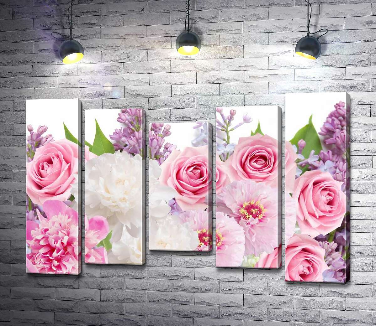 Модульная картина ArtPoster Розы, пионы, сирень и циннии в нежно-розовой композиции 130x87 см Модуль №28
Модульная картина ArtPoster Розы, пионы, сирень и циннии в нежно-розовой композиции 130x87 см Модуль №28