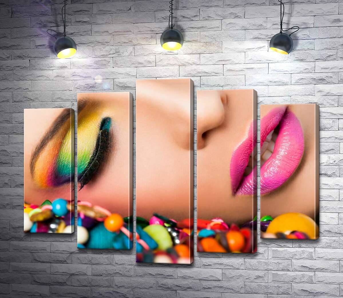 Модульная картина ArtPoster Радужные оттенки теней на веках девушки в сочетании с яркими бусинами 130x97 см Модуль №26
Модульная картина ArtPoster Радужные оттенки теней на веках девушки в сочетании с яркими бусинами 130x97 см Модуль №26