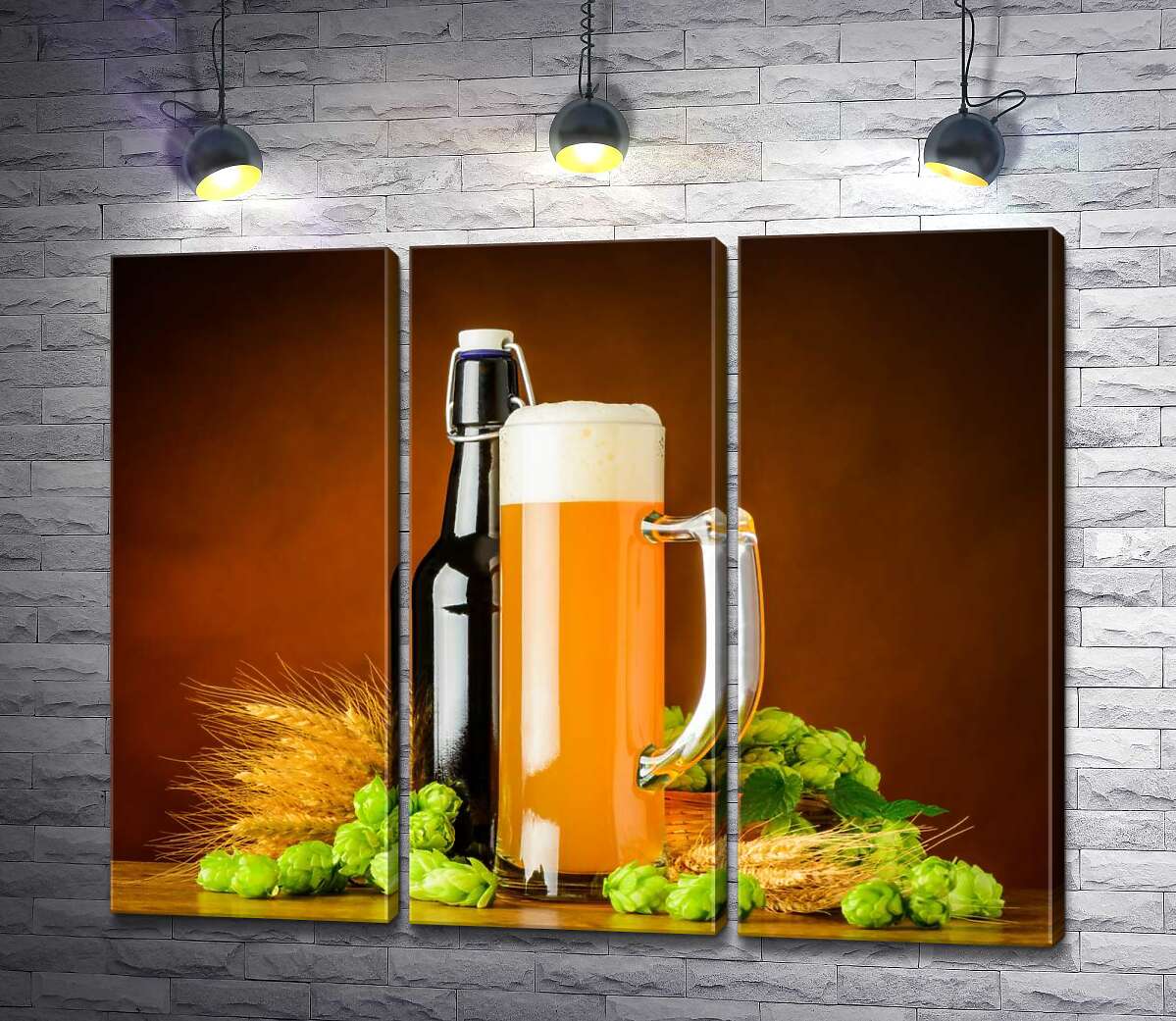 Модульная картина ArtPoster Стройный бокал и бутылка пива рядом с колосьем пшеницы и хмелем 60x49 см Модуль №11
Модульная картина ArtPoster Стройный бокал и бутылка пива рядом с колосьем пшеницы и хмелем 60x49 см Модуль №11