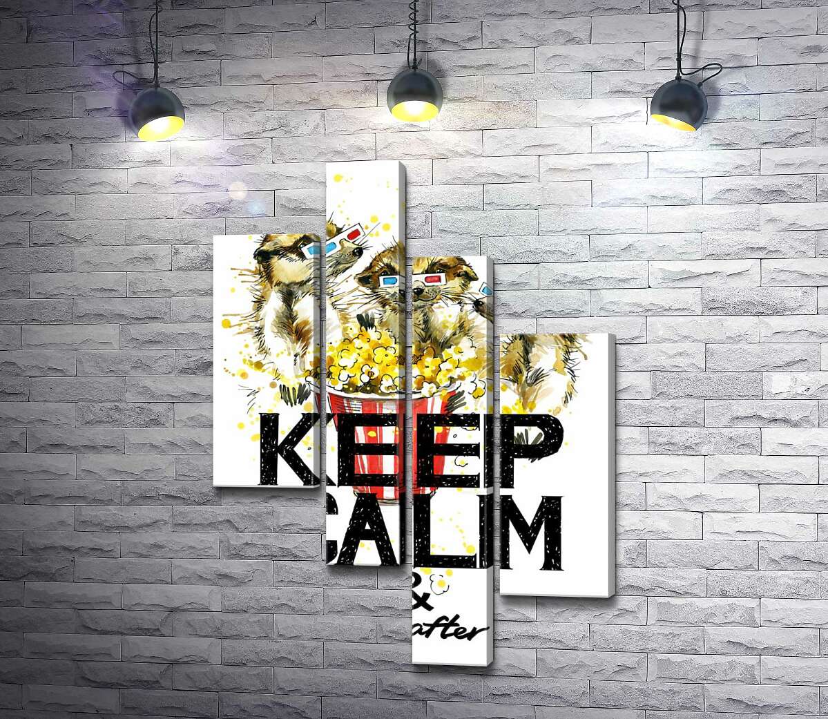 Модульная картина ArtPoster Суслики с попкорном за надписью "keep calm and don't eat after 6 p.m." 130x191 см Модуль №20
Модульная картина ArtPoster Суслики с попкорном за надписью "keep calm and don't eat after 6 p.m." 130x191 см Модуль №20