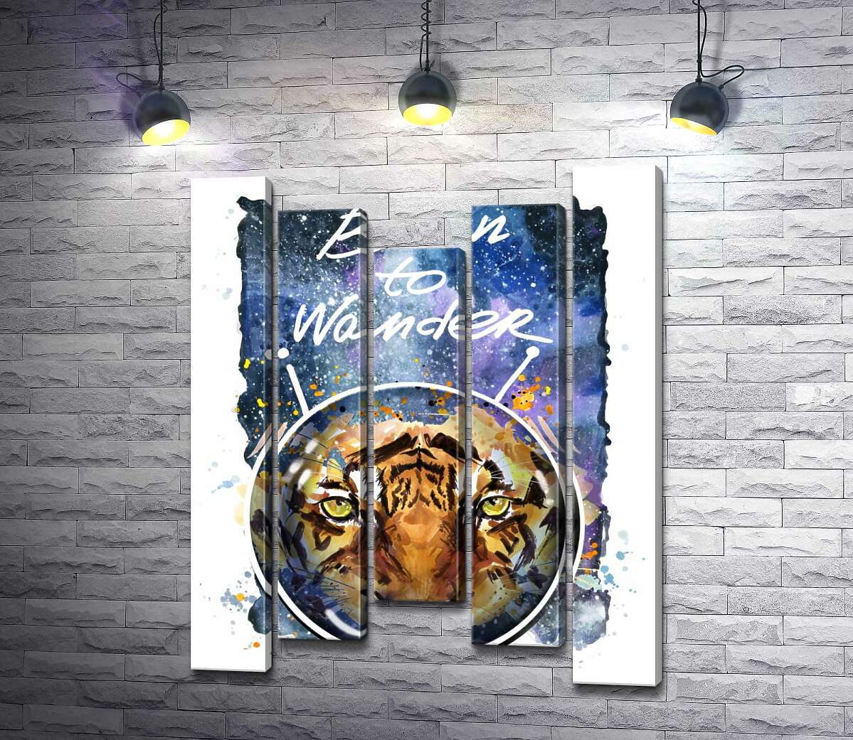 Модульная картина ArtPoster Силуэт тигра в космическом шлеме с надписью "born to wander" 130x168 см Модуль №28
Модульная картина ArtPoster Силуэт тигра в космическом шлеме с надписью "born to wander" 130x168 см Модуль №28