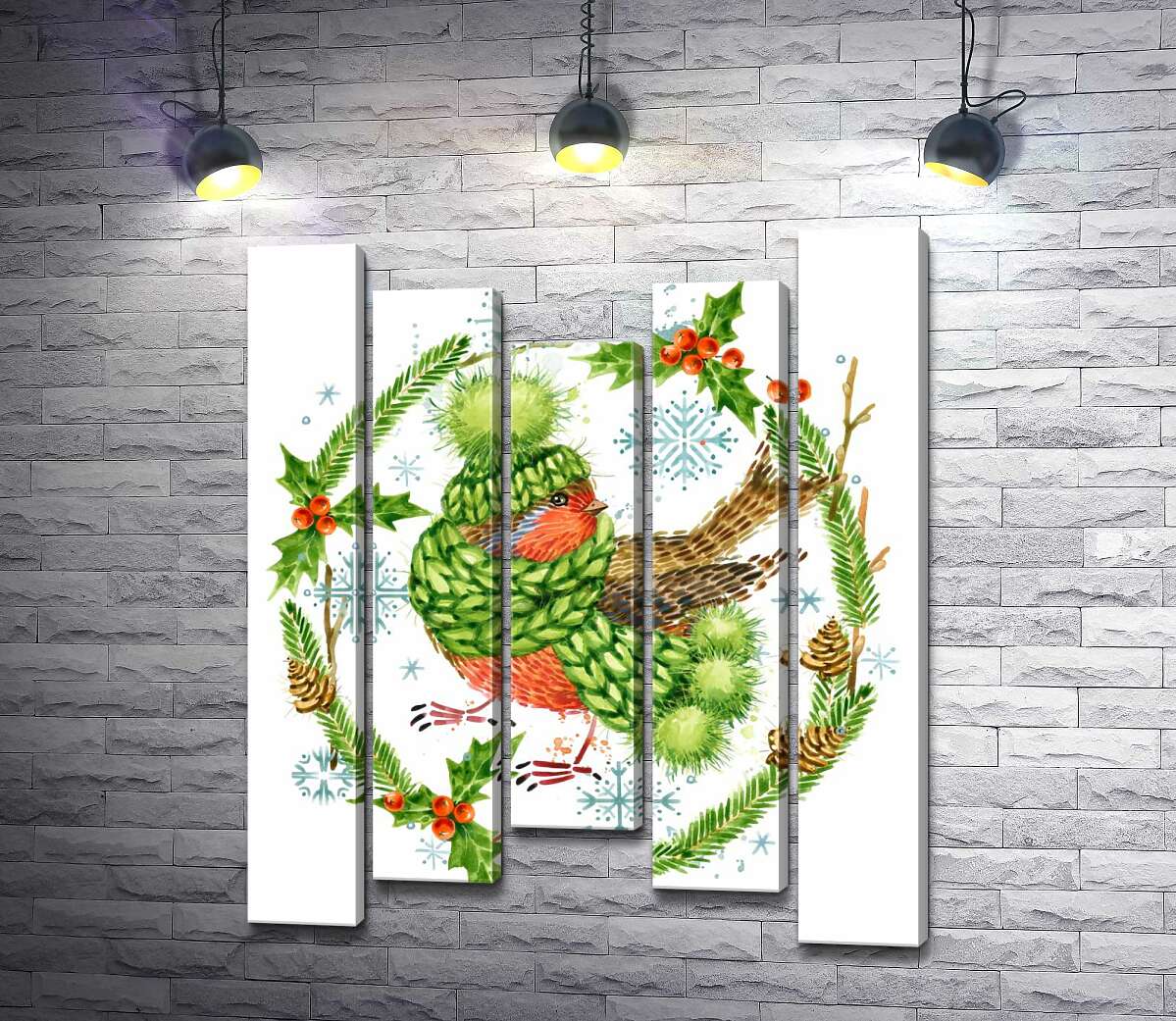 Модульная картина ArtPoster Снегирь закутался в шапку и шарф среди венка из елки и остролиста 100x123 см Модуль №28
Модульная картина ArtPoster Снегирь закутался в шапку и шарф среди венка из елки и остролиста 100x123 см Модуль №28