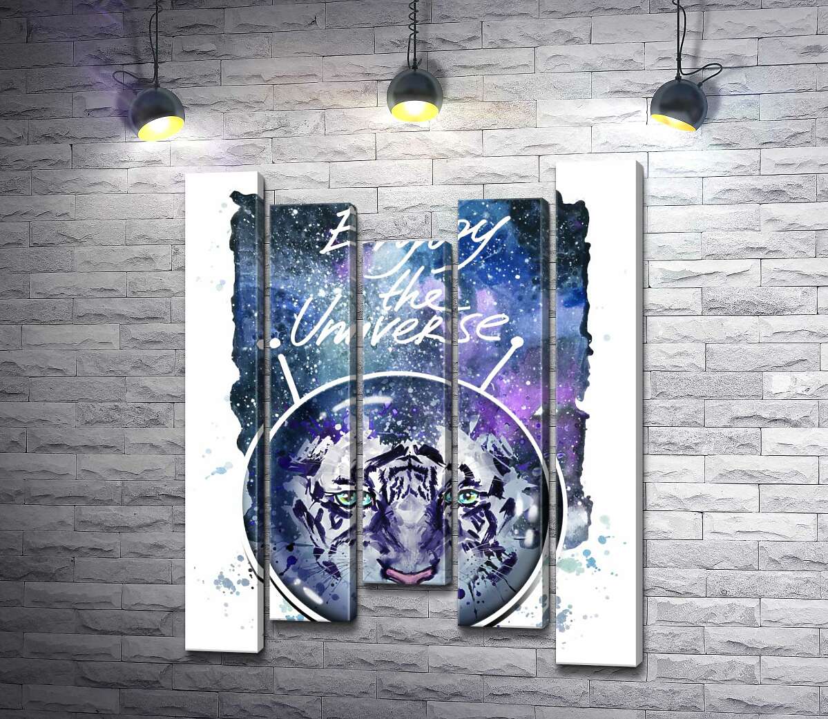 Модульная картина ArtPoster Силуэт белого тигра под надписью "Enjoy the Universe" 130x168 см Модуль №28
Модульная картина ArtPoster Силуэт белого тигра под надписью "Enjoy the Universe" 130x168 см Модуль №28