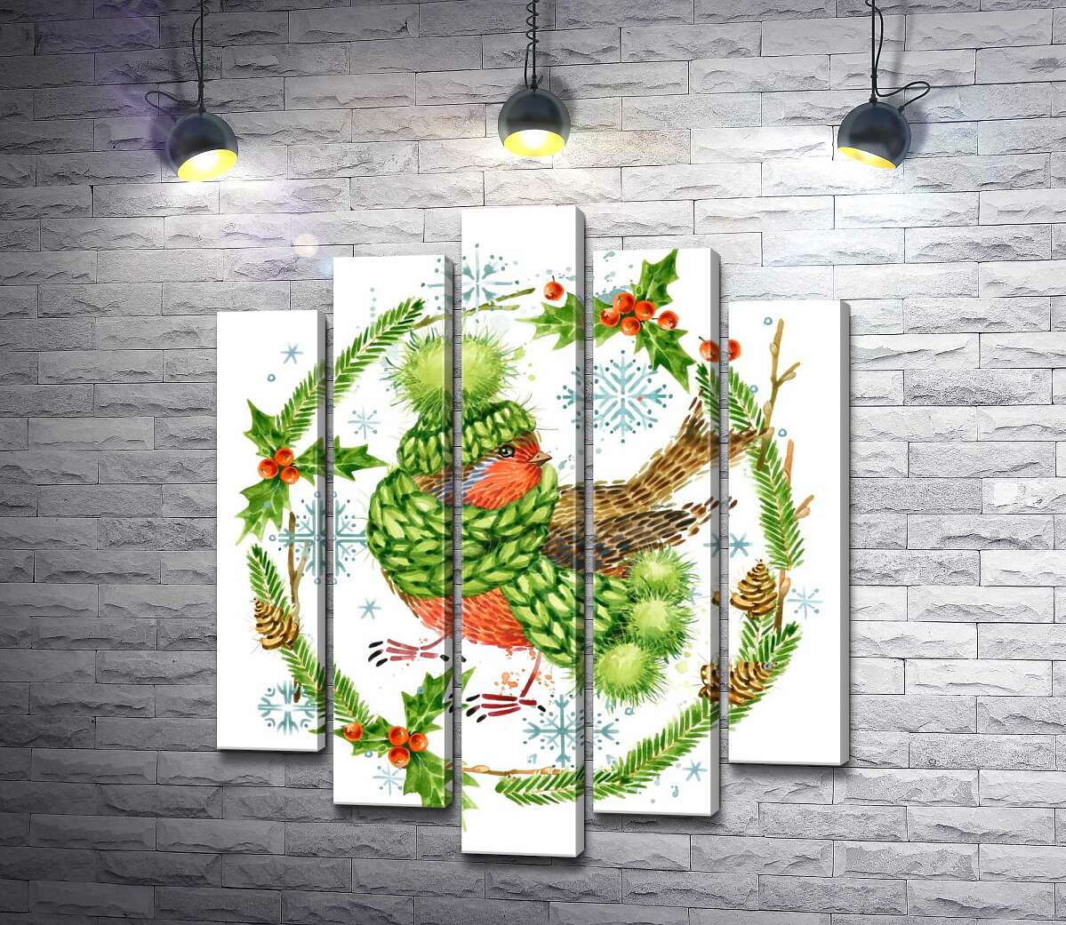 Модульная картина ArtPoster Снегирь закутался в шапку и шарф среди венка из елки и остролиста 100x123 см Модуль №26
Модульная картина ArtPoster Снегирь закутался в шапку и шарф среди венка из елки и остролиста 100x123 см Модуль №26