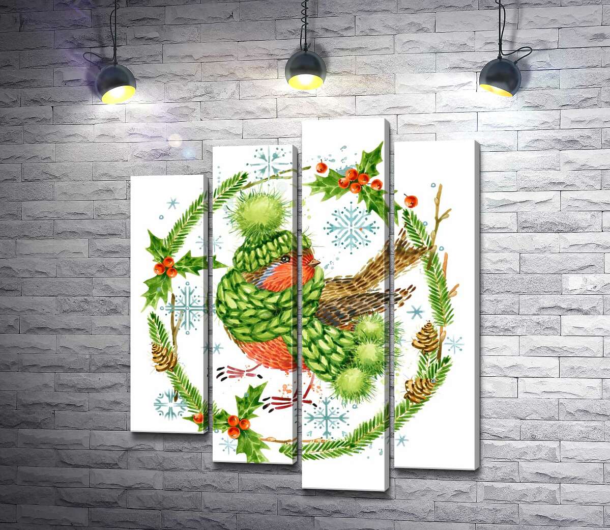 Модульная картина ArtPoster Снегирь закутался в шапку и шарф среди венка из елки и остролиста 132x159 см Модуль №21
Модульная картина ArtPoster Снегирь закутался в шапку и шарф среди венка из елки и остролиста 132x159 см Модуль №21