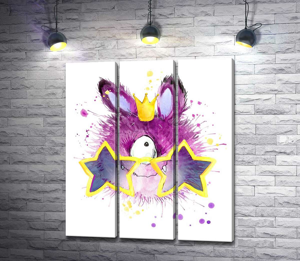 Модульная картина ArtPoster Фиолетовый циклоп в короне и очках 132x154 см Модуль №11
Модульная картина ArtPoster Фиолетовый циклоп в короне и очках 132x154 см Модуль №11