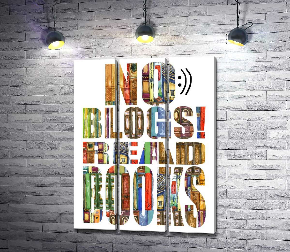 Модульная картина ArtPoster Узор из книг на надписи "No blogs! Read books" 132x177 см Модуль №11
Модульная картина ArtPoster Узор из книг на надписи "No blogs! Read books" 132x177 см Модуль №11
