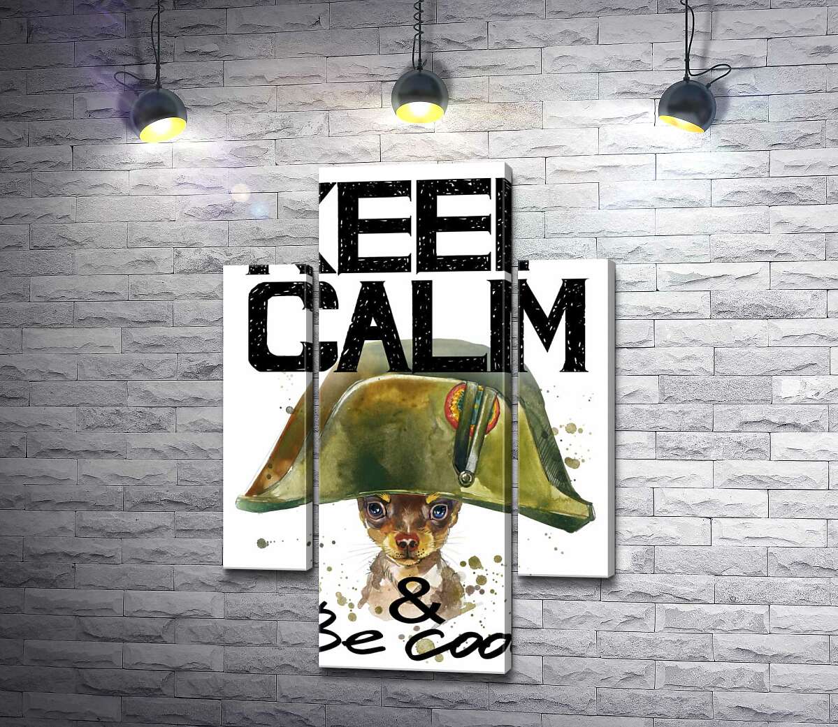 Модульная картина ArtPoster Чихуахуа в шапке Наполеона среди надписи "keep calm and be cool" 80x119 см Модуль №7
Модульная картина ArtPoster Чихуахуа в шапке Наполеона среди надписи "keep calm and be cool" 80x119 см Модуль №7