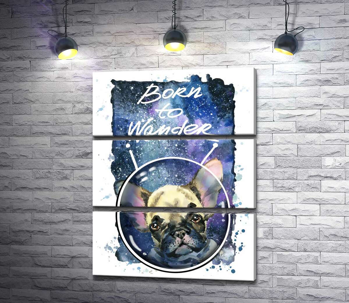 Модульная картина ArtPoster Ушастый бульдог среди космоса с надписью "born to wander" 50x66 см Модуль №13
Модульная картина ArtPoster Ушастый бульдог среди космоса с надписью "born to wander" 50x66 см Модуль №13