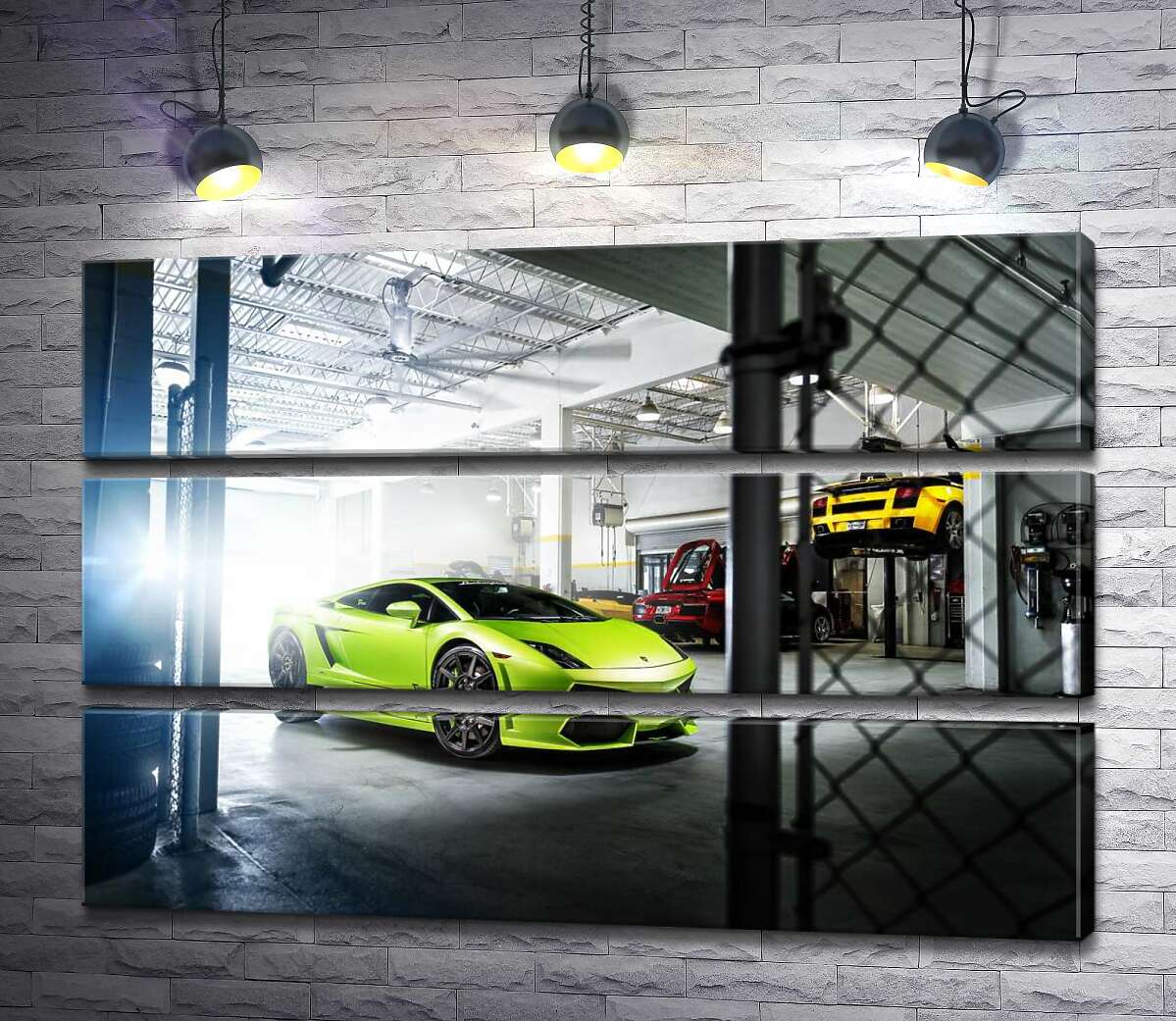 Модульная картина ArtPoster Яркий зеленый Ламборгини (Lamborghini Gallardo) стоит в тени гаража 90x60 см Модуль №13
Модульная картина ArtPoster Яркий зеленый Ламборгини (Lamborghini Gallardo) стоит в тени гаража 90x60 см Модуль №13