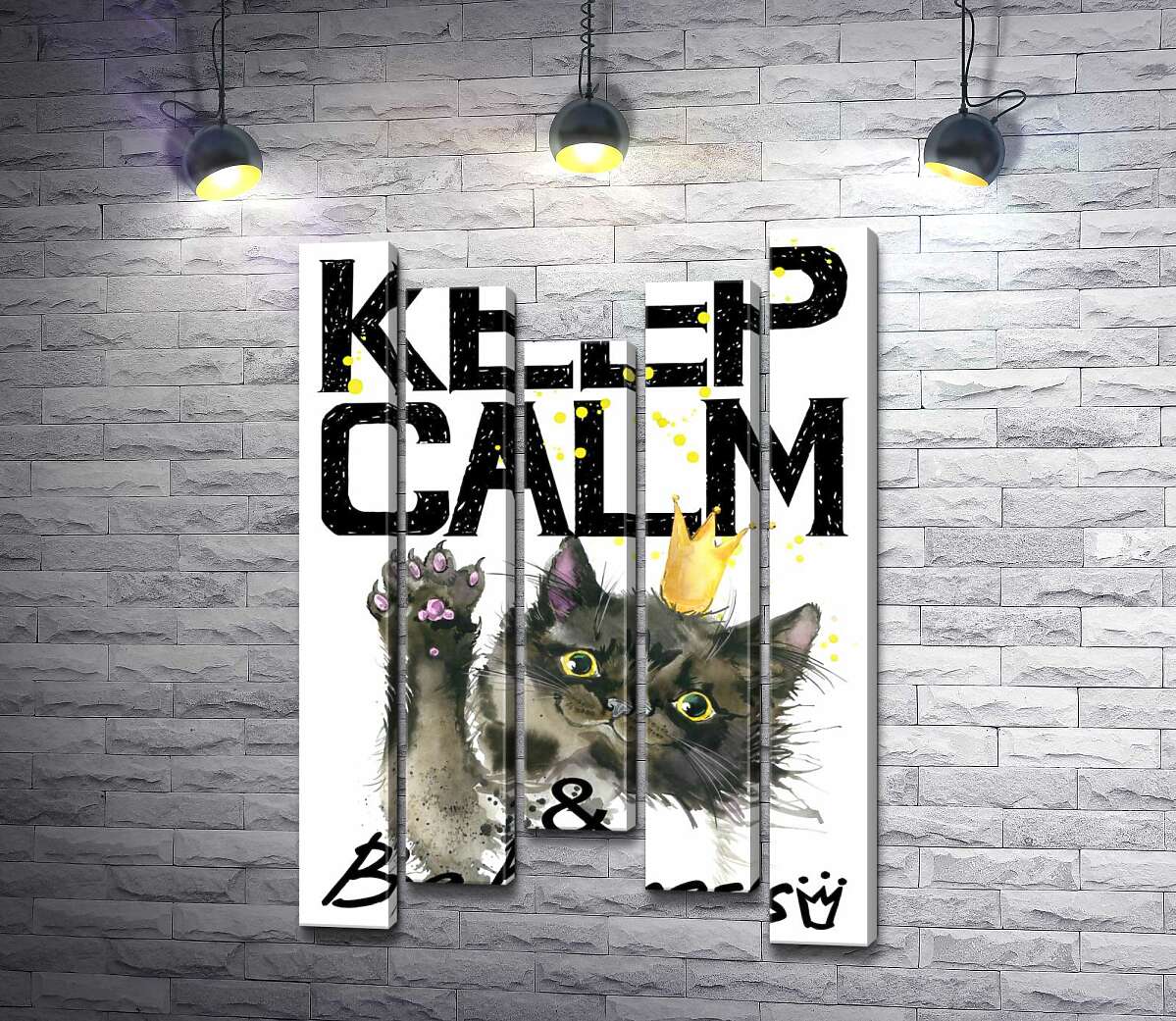 Модульная картина ArtPoster Черная кошка в золотой короне среди надписи "keep calm and be princess" 130x192 см Модуль №28
Модульная картина ArtPoster Черная кошка в золотой короне среди надписи "keep calm and be princess" 130x192 см Модуль №28