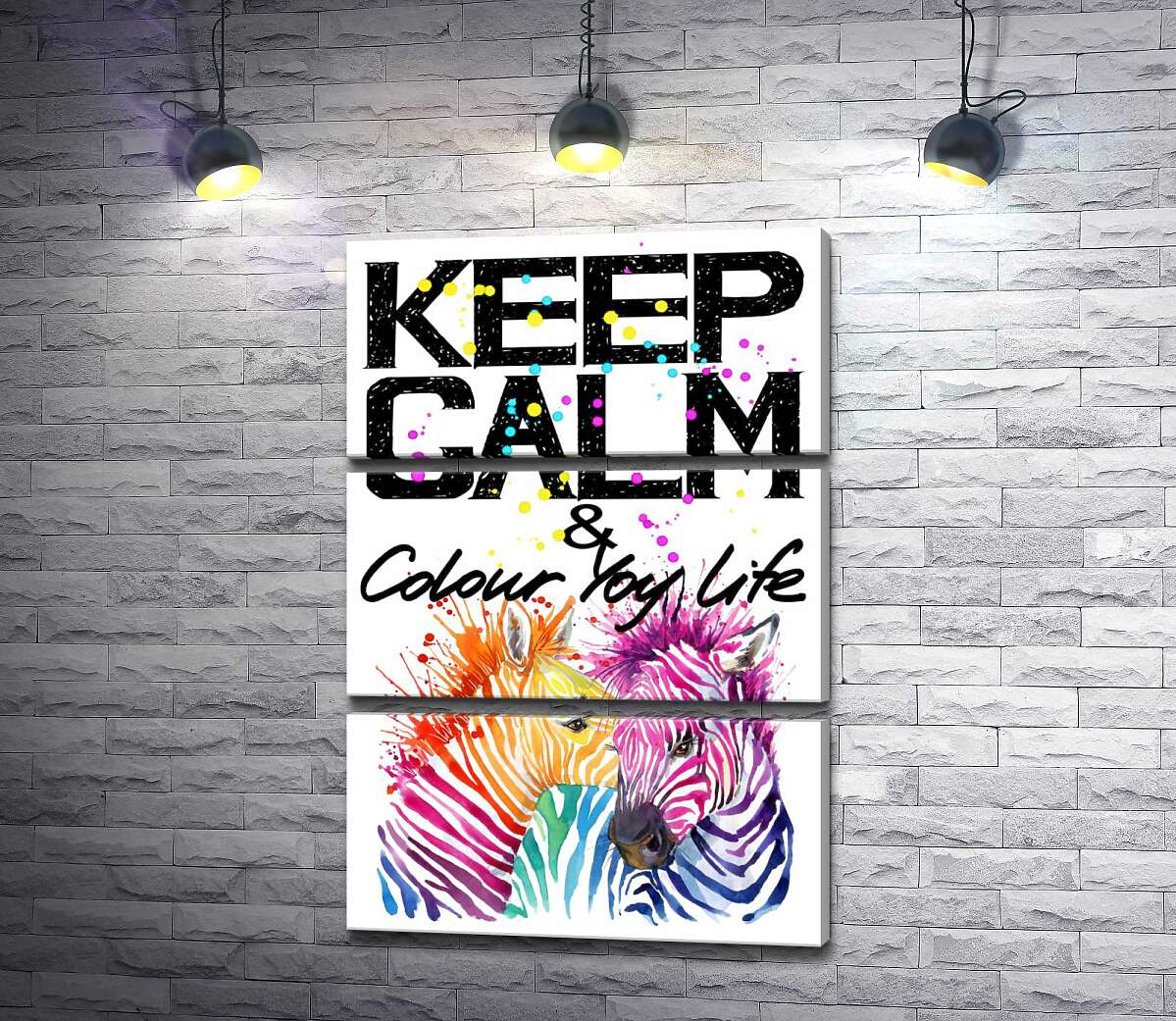 Модульная картина ArtPoster Цветные полоски зебр под надписью "keep calm and colour your life" 100x147 см Модуль №13
Модульная картина ArtPoster Цветные полоски зебр под надписью "keep calm and colour your life" 100x147 см Модуль №13