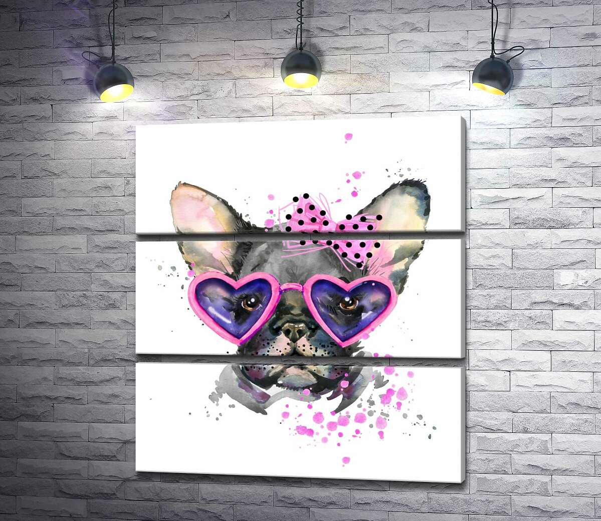Модульная картина ArtPoster Черный французский бульдог с розовым бантом на голове и в очках-сердечках 130x144 см Модуль №13
Модульная картина ArtPoster Черный французский бульдог с розовым бантом на голове и в очках-сердечках 130x144 см Модуль №13