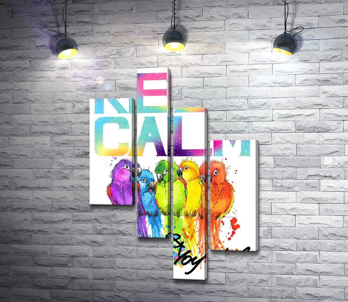 Модульная картина ArtPoster Яркое оперение попугаев среди надписи "keep calm and colour your life" 100x147 см Модуль №20
Модульная картина ArtPoster Яркое оперение попугаев среди надписи "keep calm and colour your life" 100x147 см Модуль №20