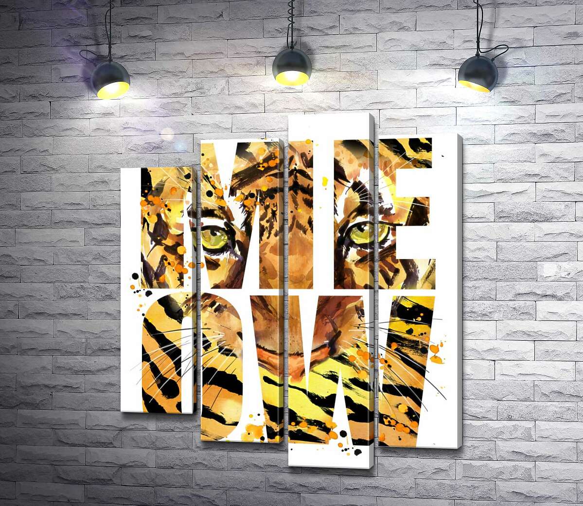 Модульная картина ArtPoster Хищный взгляд тигра в буквах "meow" 132x156 см Модуль №21
Модульная картина ArtPoster Хищный взгляд тигра в буквах "meow" 132x156 см Модуль №21