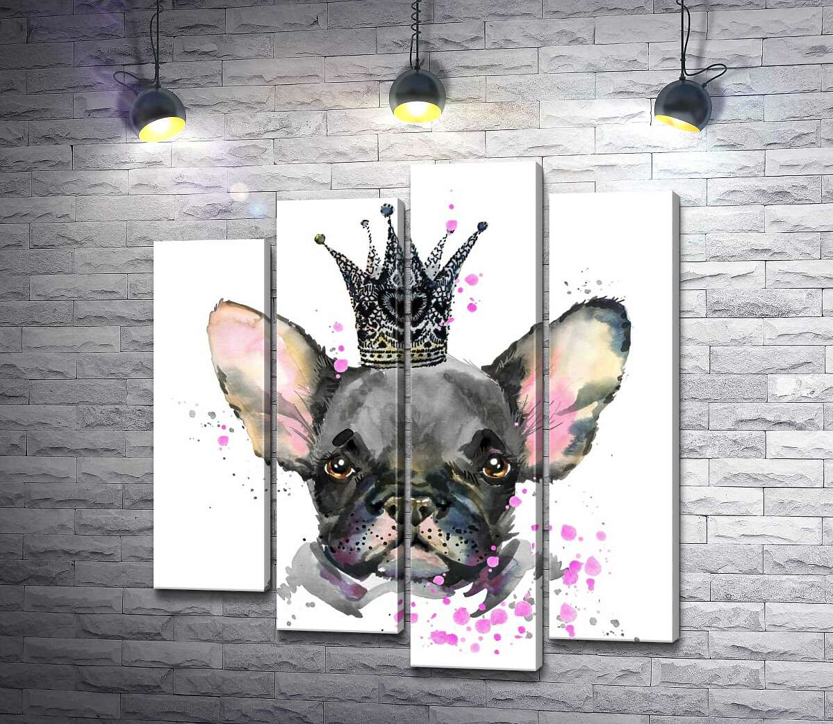 Модульная картина ArtPoster Черный французский бульдог в ажурной короне 100x111 см Модуль №21
Модульная картина ArtPoster Черный французский бульдог в ажурной короне 100x111 см Модуль №21