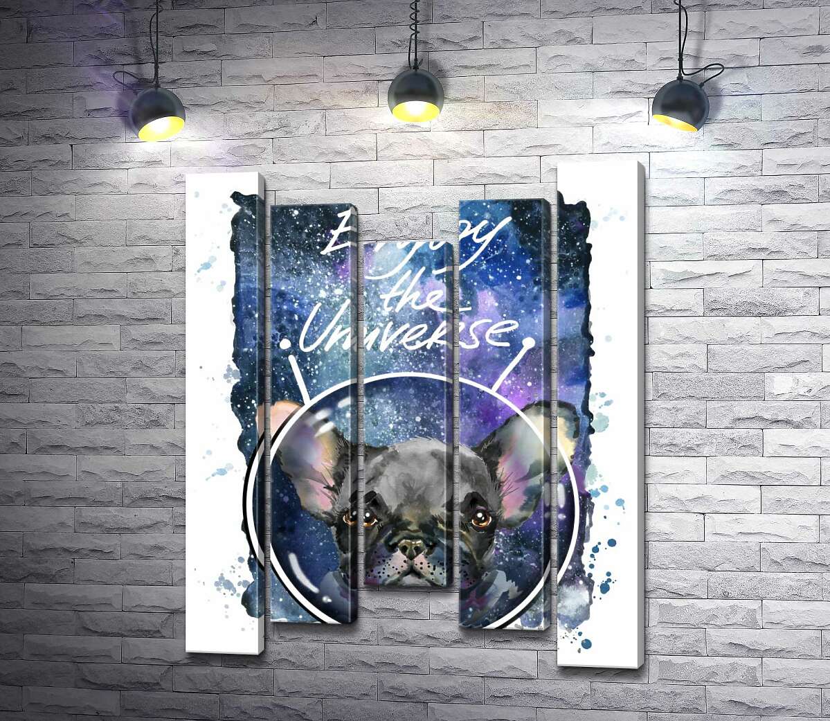 Модульная картина ArtPoster Черный французский бульдог среди космического пространства с надписью "Enjoy the Universe" 130x168 см Модуль №28
Модульная картина ArtPoster Черный французский бульдог среди космического пространства с надписью "Enjoy the Universe" 130x168 см Модуль №28