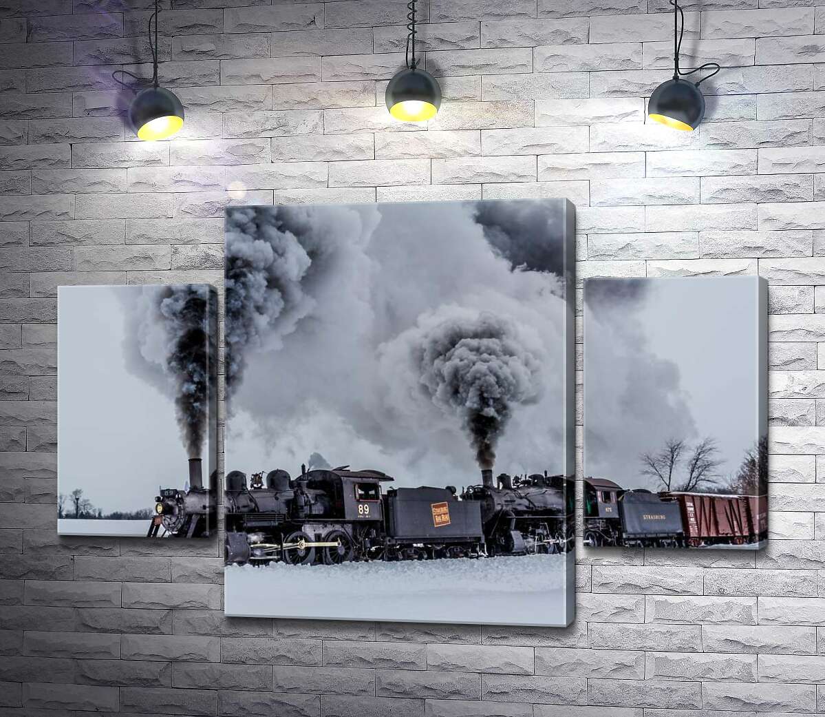 Модульная картина ArtPoster Черное пятно паровоза на заснеженном пространстве пейзажа 131x89 см Модуль №7
Модульная картина ArtPoster Черное пятно паровоза на заснеженном пространстве пейзажа 131x89 см Модуль №7