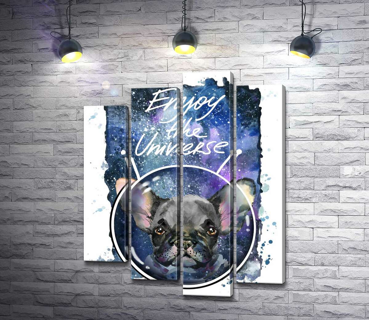 Модульная картина ArtPoster Черный французский бульдог среди космического пространства с надписью "Enjoy the Universe" 80x104 см Модуль №21
Модульная картина ArtPoster Черный французский бульдог среди космического пространства с надписью "Enjoy the Universe" 80x104 см Модуль №21