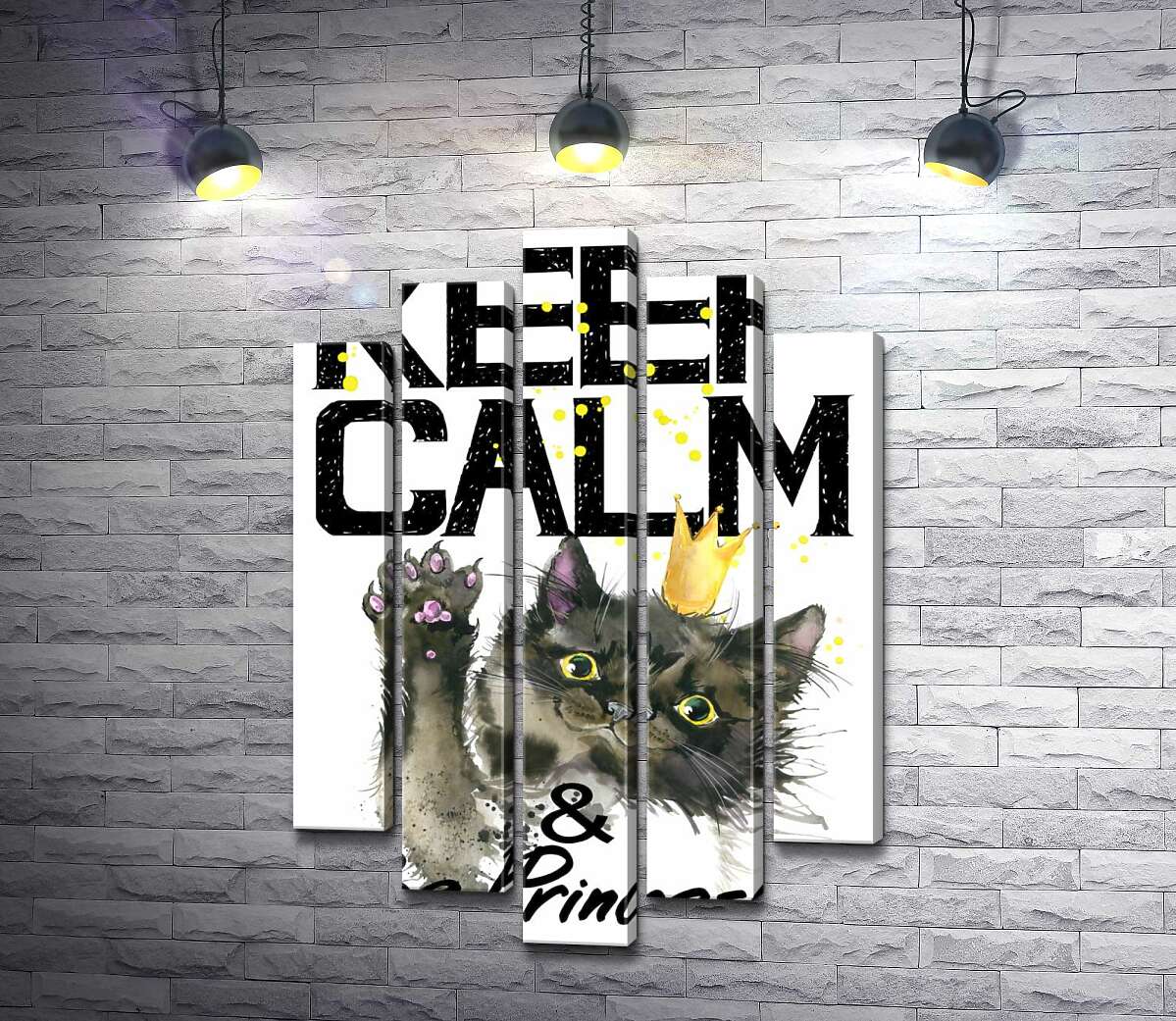Модульная картина ArtPoster Черная кошка в золотой короне среди надписи "keep calm and be princess" 130x192 см Модуль №26
Модульная картина ArtPoster Черная кошка в золотой короне среди надписи "keep calm and be princess" 130x192 см Модуль №26