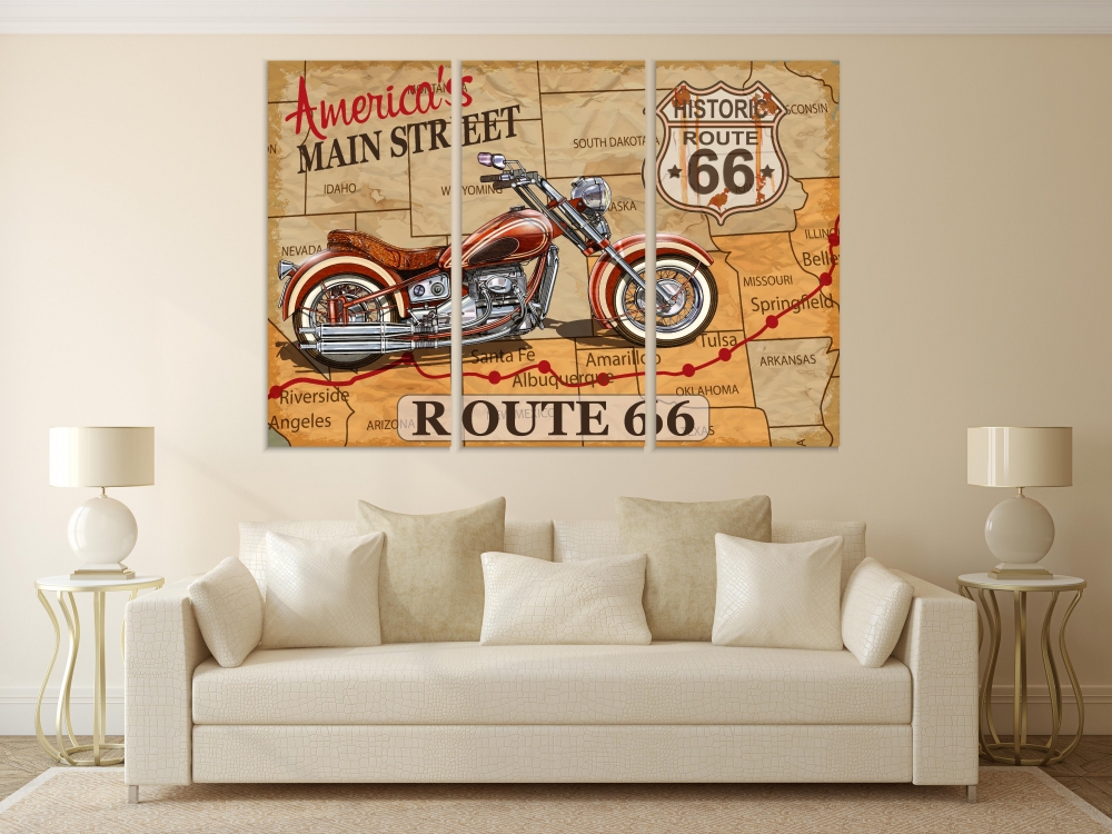 Картина на холсте Модульные Модульная картина Histiric Route 66 3 картины 60х120 см.
Картина на холсте Модульные Модульная картина Histiric Route 66 3 картины 60х120 см.