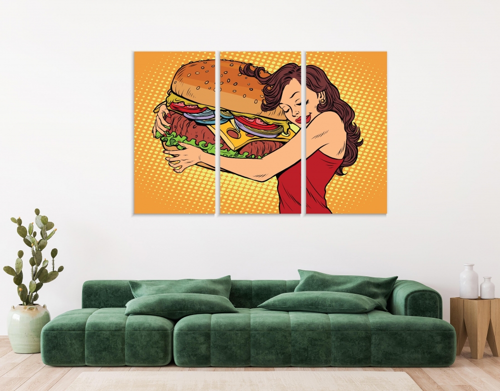 Картина на холсте Модульные Модульная картина Woman Hugging Burger 3 картины 25х50 см.
Картина на холсте Модульные Модульная картина Woman Hugging Burger 3 картины 25х50 см.
