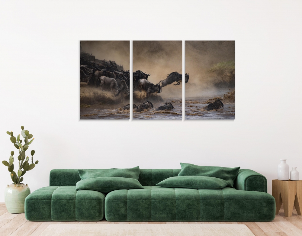 Картина на холсте Модульные Модульная картина Wildebeest Jumping 3 картины 60х120 см.
Картина на холсте Модульные Модульная картина Wildebeest Jumping 3 картины 60х120 см.