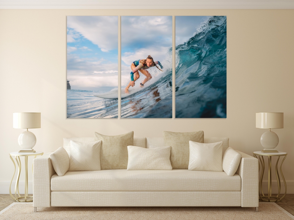 Картина на холсте Модульные Модульная картина Beautiful Surfer Girl On Surfboard 3 картины 30х60 см.
Картина на холсте Модульные Модульная картина Beautiful Surfer Girl On Surfboard 3 картины 30х60 см.