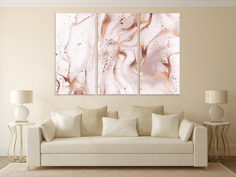 

Картина на холсте Модульные Модульная картина Rose Gold Spray 3 картины 70х140 см.