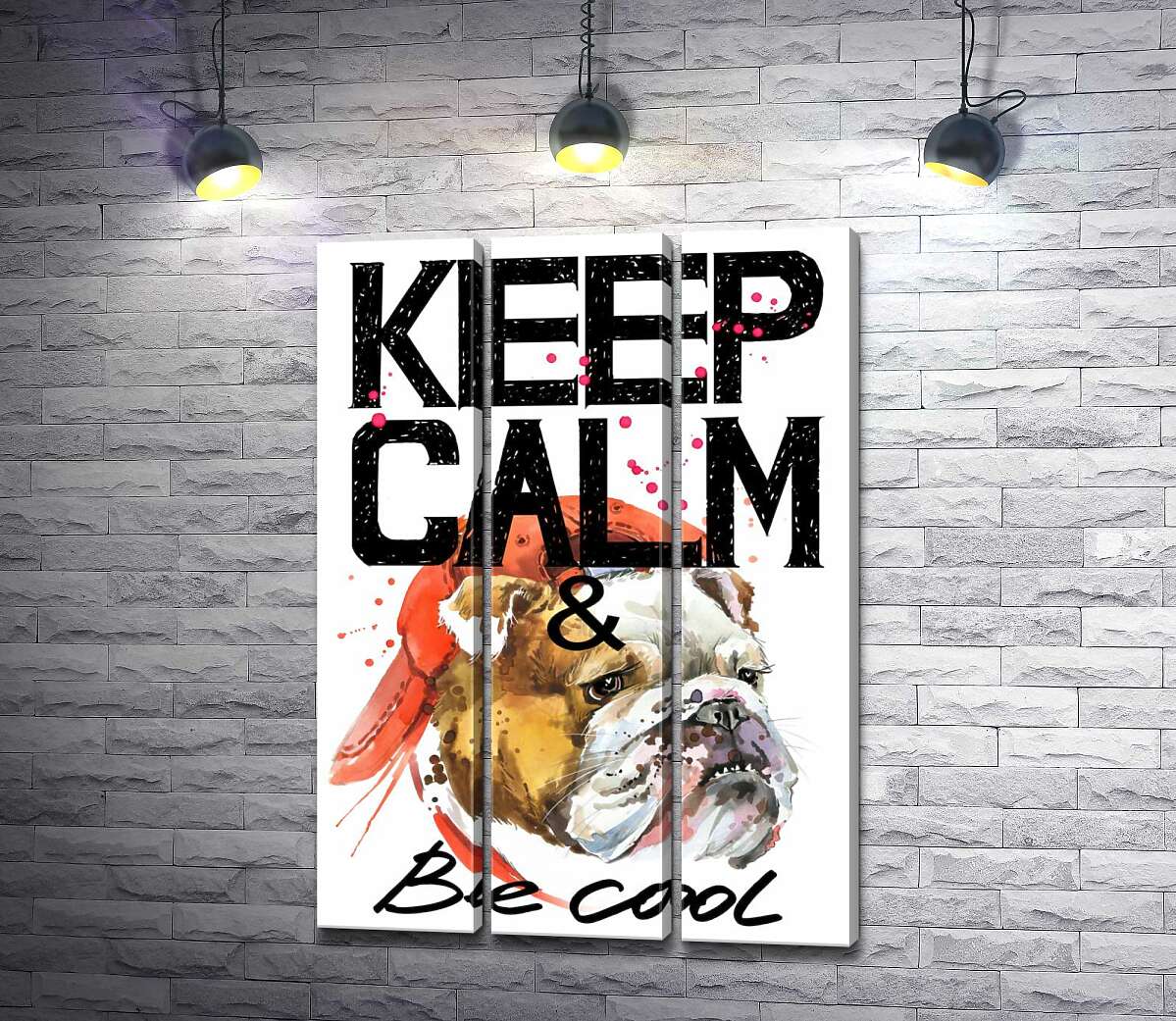 Модульная картина ArtPoster Бульдог в красной кепке среди надписи "keep calm and be cool" 60x88 см Модуль №11
Модульная картина ArtPoster Бульдог в красной кепке среди надписи "keep calm and be cool" 60x88 см Модуль №11