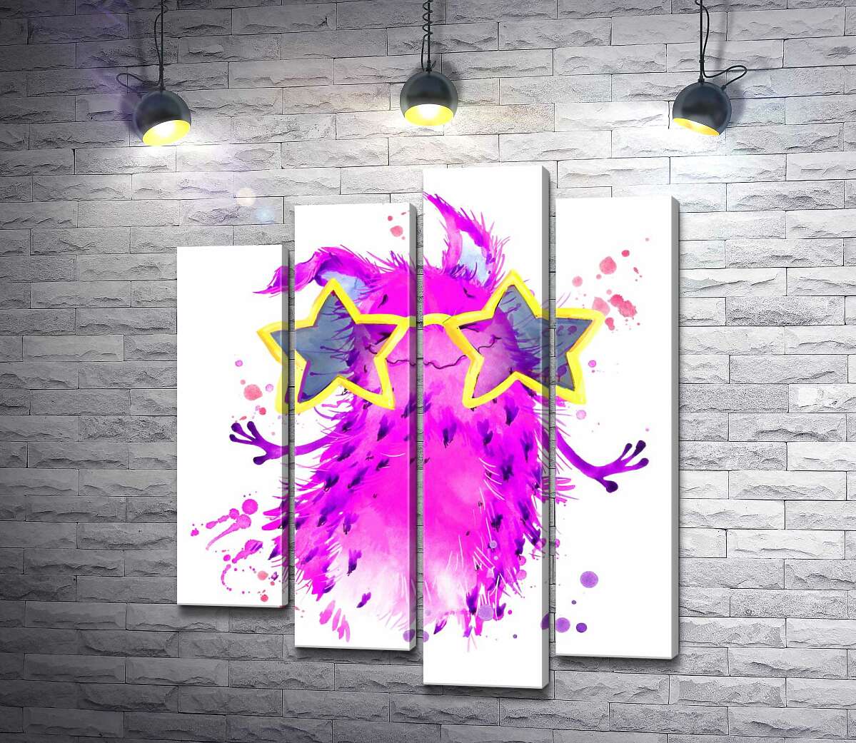 Модульная картина ArtPoster Веселый розовый монстр танцует в очках 132x156 см Модуль №21
Модульная картина ArtPoster Веселый розовый монстр танцует в очках 132x156 см Модуль №21