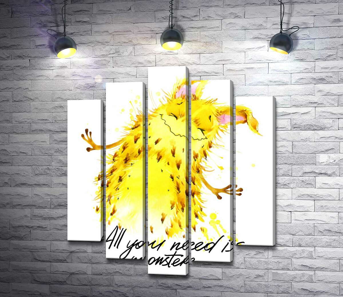 Модульная картина ArtPoster Веселый желтый монстр с надписью "all you need is monster" 130x156 см Модуль №26
Модульная картина ArtPoster Веселый желтый монстр с надписью "all you need is monster" 130x156 см Модуль №26