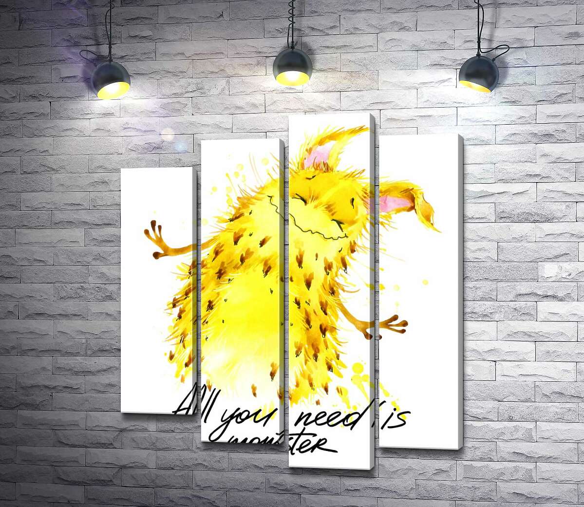 Модульная картина ArtPoster Веселый желтый монстр с надписью "all you need is monster" 100x119 см Модуль №21
Модульная картина ArtPoster Веселый желтый монстр с надписью "all you need is monster" 100x119 см Модуль №21