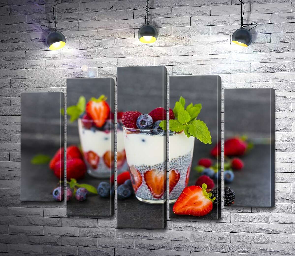 Модульная картина ArtPoster Вкусный чиа-пудинг с ягодами в прозрачных стаканах 100x75 см Модуль №26
Модульная картина ArtPoster Вкусный чиа-пудинг с ягодами в прозрачных стаканах 100x75 см Модуль №26
