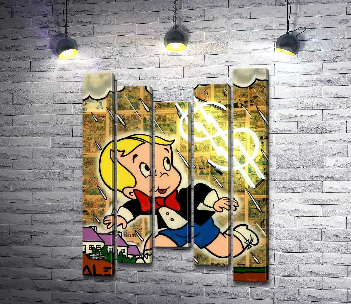 Модульная картина ArtPoster Богатенький Ричи бежит от дождя (Richie Rich run away from rain) - Алек Монополи (Alec Monopoly) 130x175 см Модуль №28
Модульная картина ArtPoster Богатенький Ричи бежит от дождя (Richie Rich run away from rain) - Алек Монополи (Alec Monopoly) 130x175 см Модуль №28