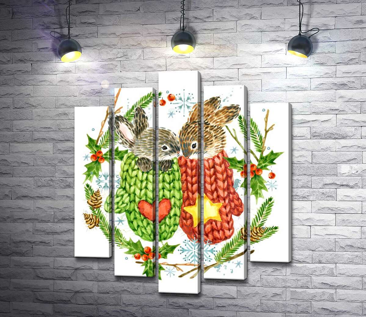Модульная картина ArtPoster Венок из елки и остролиста окружил зайцев в вязаных свитерах 100x123 см Модуль №26
Модульная картина ArtPoster Венок из елки и остролиста окружил зайцев в вязаных свитерах 100x123 см Модуль №26