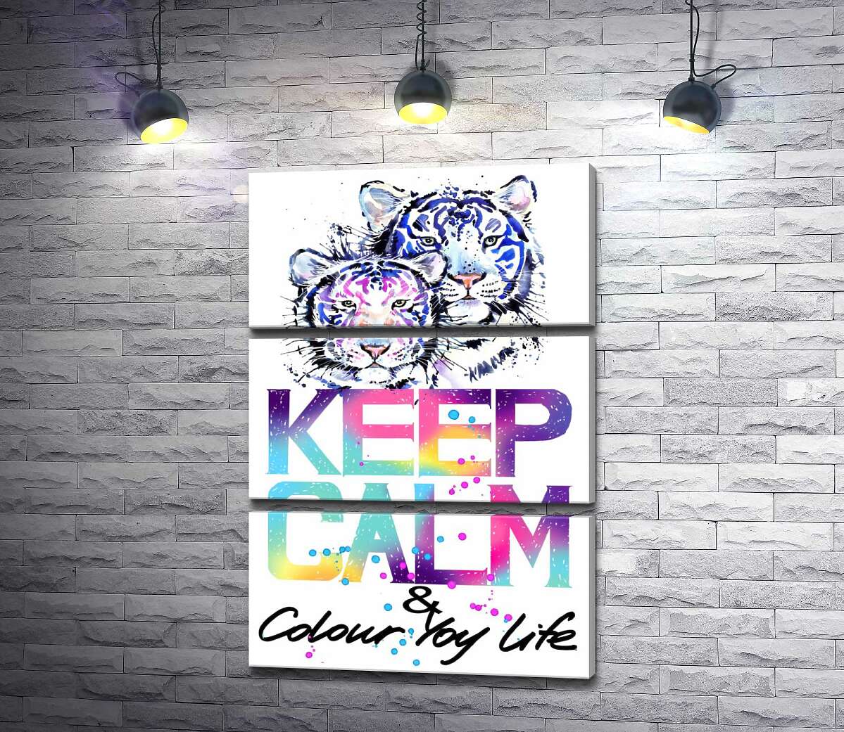 Модульная картина ArtPoster Белые тигры под надписью "keep calm and colour your life" 100x147 см Модуль №13
Модульная картина ArtPoster Белые тигры под надписью "keep calm and colour your life" 100x147 см Модуль №13