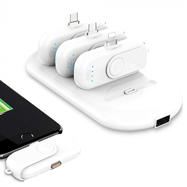 Зарядная док станция MAGNETIC Power Bank 5000mAh со съемными аккумуляторами (4 X 1000mAh) 3 магнитных адаптера Micro USB/Type-C/Lightning для зарядки смартфона Белая
Зарядная док станция MAGNETIC Power Bank 5000mAh со съемными аккумуляторами (4 X 1000mAh) 3 магнитных адаптера Micro USB/Type-C/Lightning для зарядки смартфона Белая