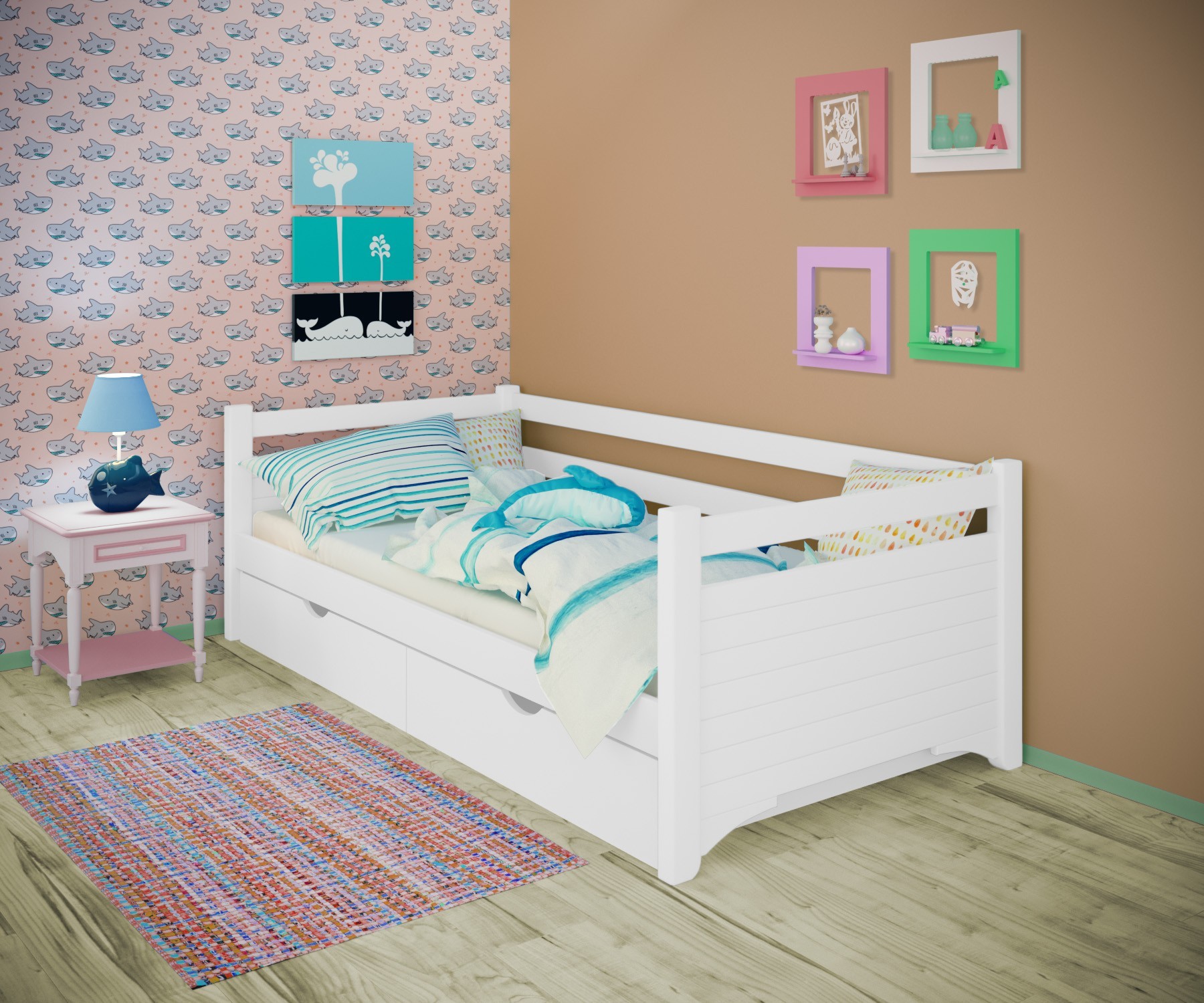 Кровать односпальная тахта RainbowDream Дюпон 80х190 см белый массив ольхи, с ящиками
Кровать односпальная тахта RainbowDream Дюпон 80х190 см белый массив ольхи, с ящиками